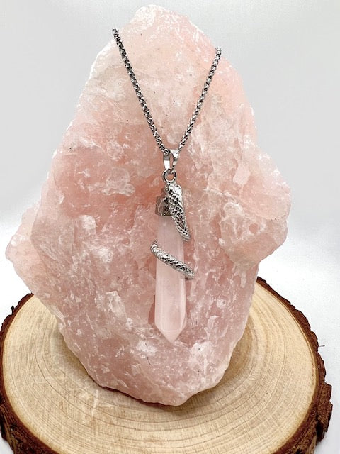 Goddess Rose Quartz Healing Crystal Necklace