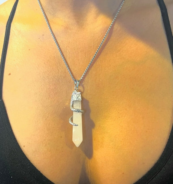 Goddess Rose Quartz Healing Crystal Necklace